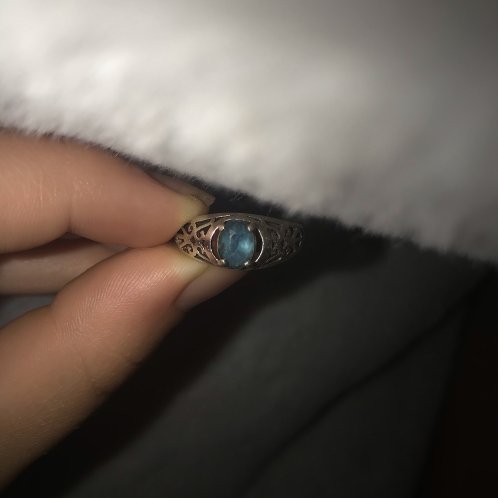Blue and sterling silver rare ring